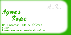 agnes kope business card